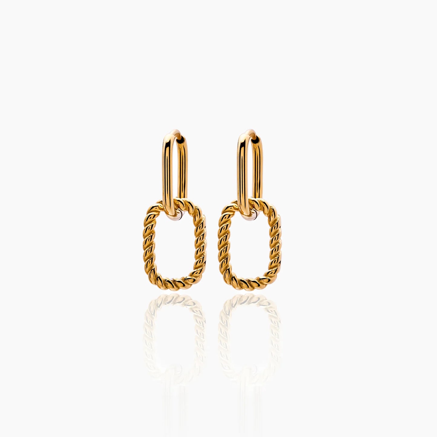Roma Link Drop Hoops | 18K Gold-Plated Stainless Steel | 12mm x 27mm Drop