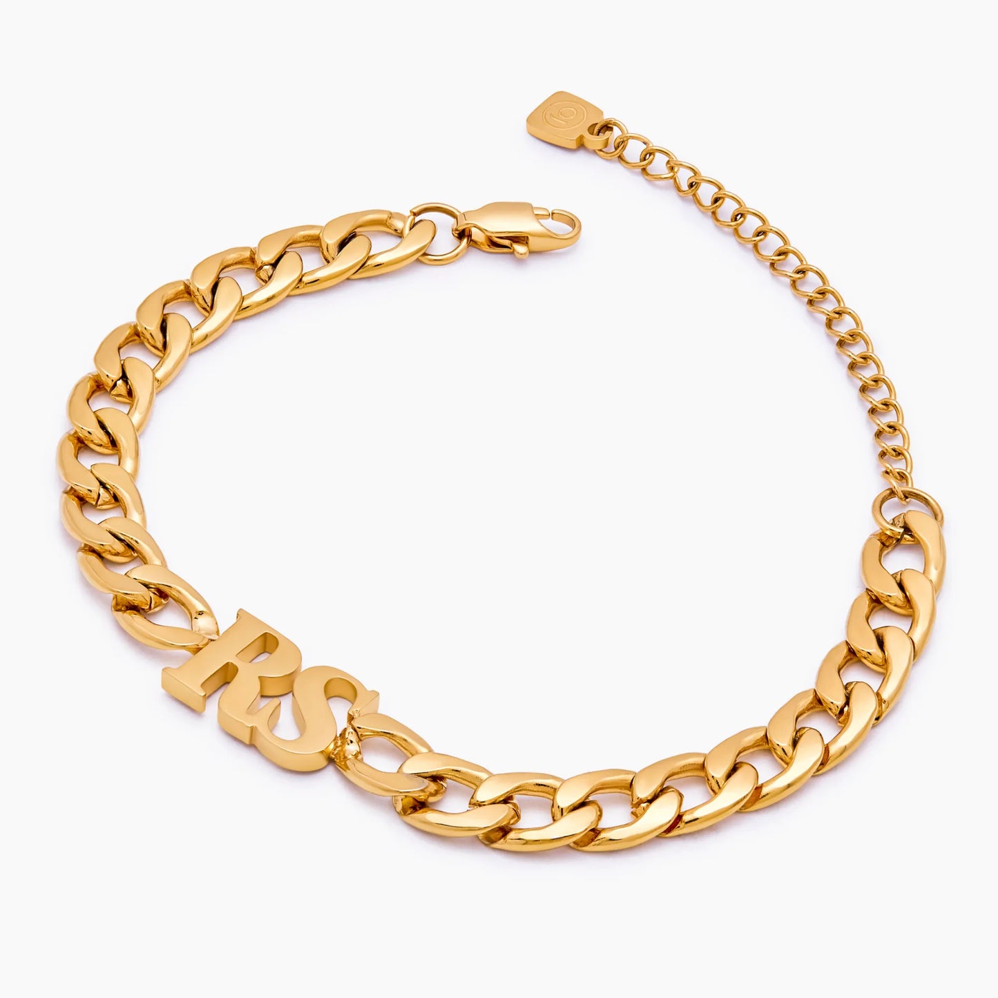 Curb Initial Bracelet | 18K Gold-Plated Stainless Steel | Bold Curb Chain