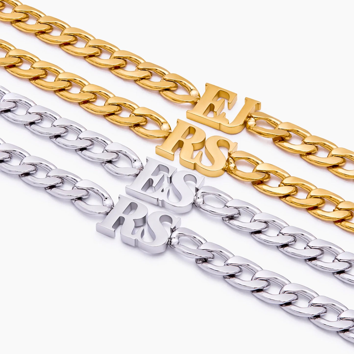 Curb Initial Bracelet | 18K Gold-Plated Stainless Steel | Bold Curb Chain