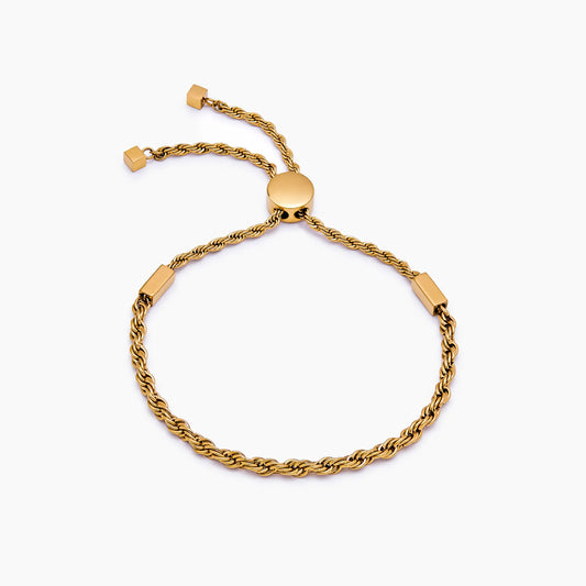 Rope Adjustable Bracelet | Gold-Plated | Slider Chain, Up to 9"