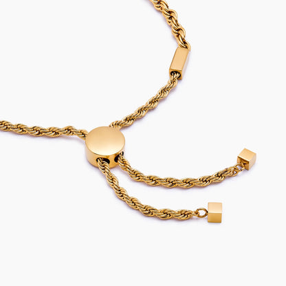 Rope Adjustable Bracelet | Gold-Plated | Slider Chain, Up to 9"