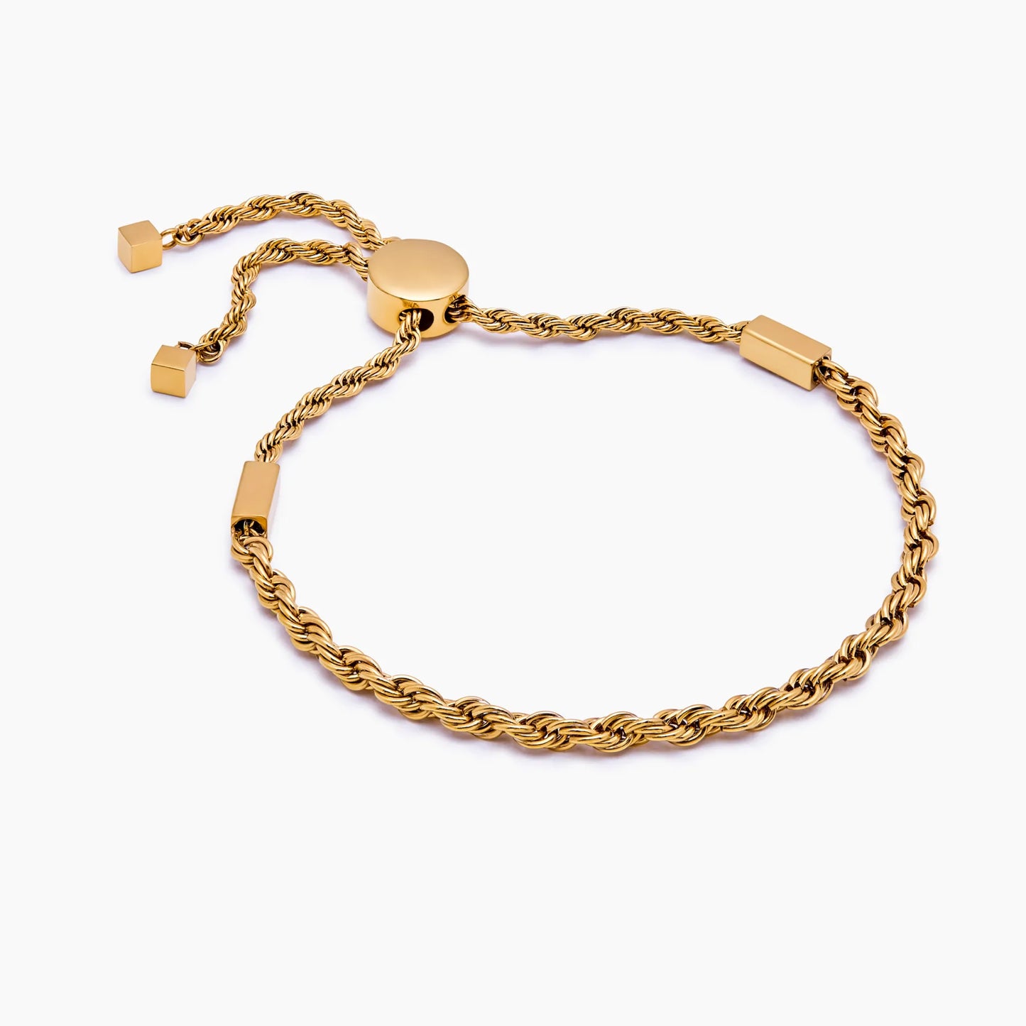 Rope Adjustable Bracelet | Gold-Plated | Slider Chain, Up to 9"