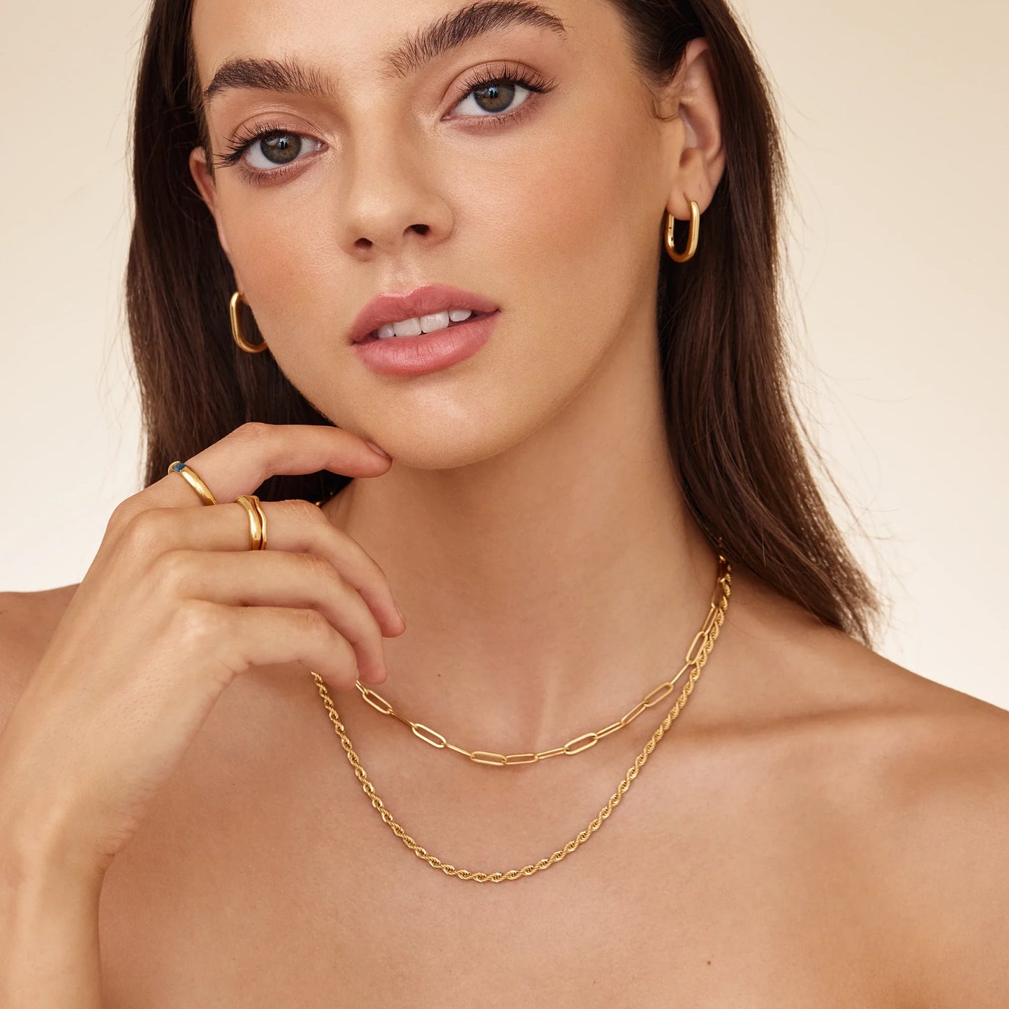 Paperclip & Rope Chain Layered Necklace | Gold-Plated | Two-Chain Layer