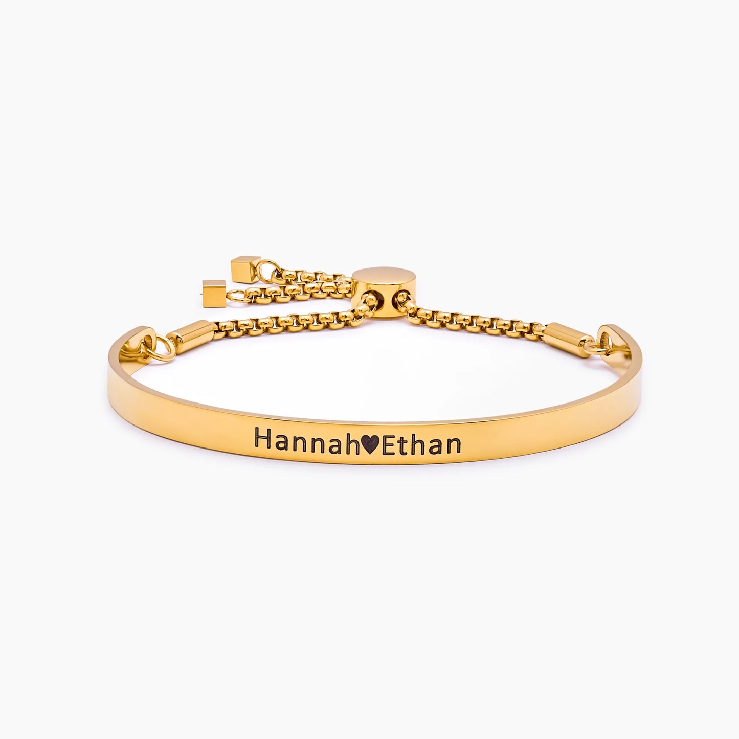 Signature Bar Slider Bracelet | 18K Gold-Plated | 5mm Name Bar, Adjustable