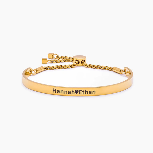 Signature Bar Slider Bracelet | 18K Gold-Plated | 5mm Name Bar, Adjustable
