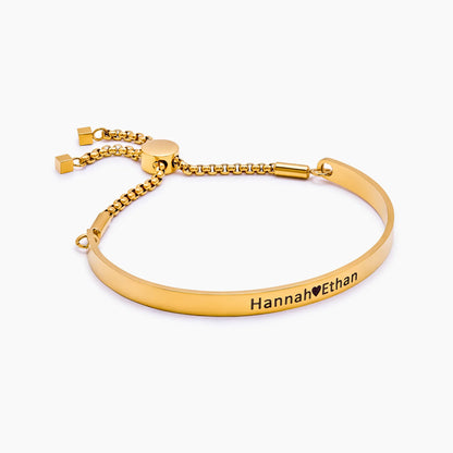 Signature Bar Slider Bracelet | 18K Gold-Plated | 5mm Name Bar, Adjustable