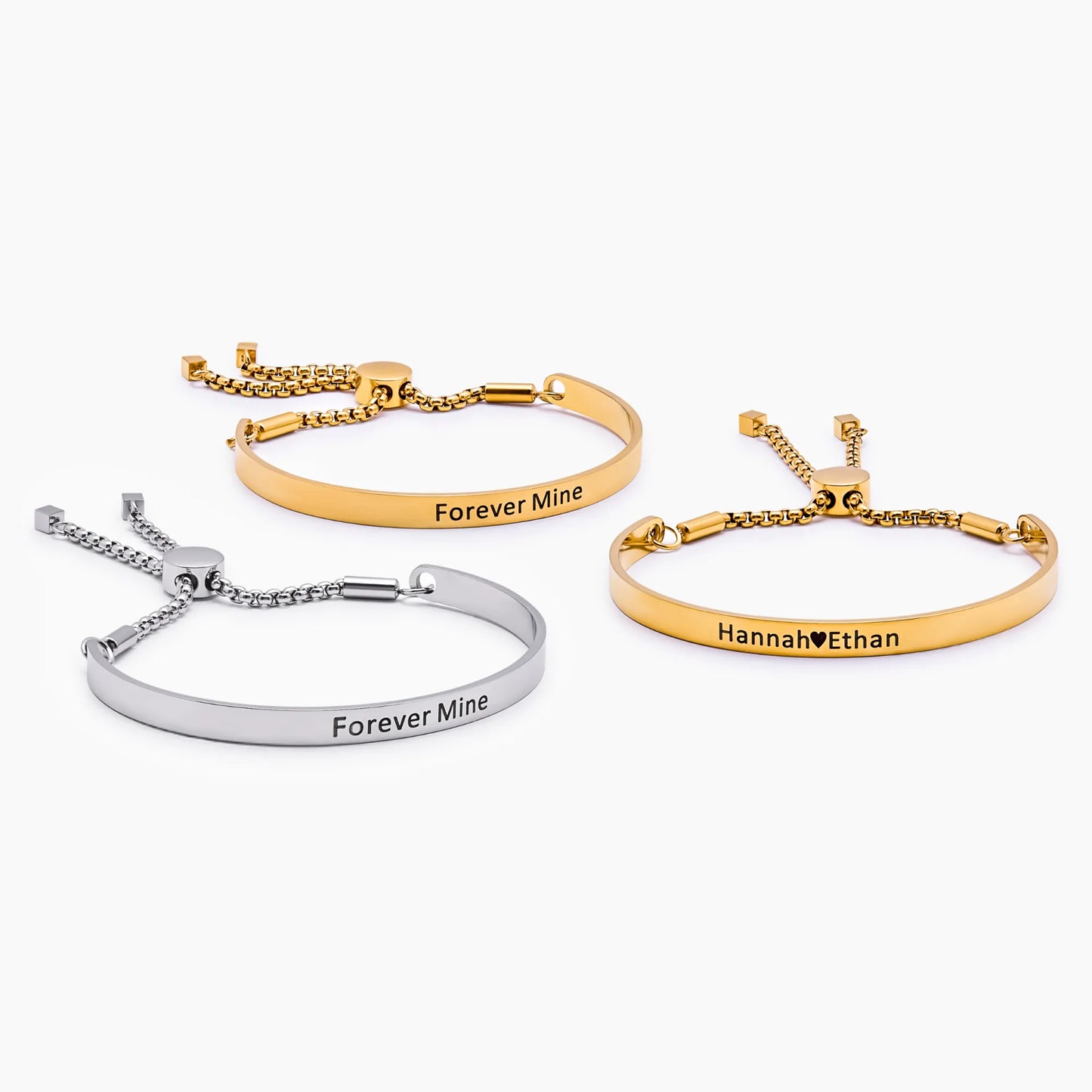 Signature Bar Slider Bracelet | 18K Gold-Plated | 5mm Name Bar, Adjustable
