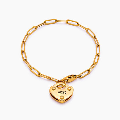 Heart Lock Initial Bracelet | Gold-Plated | Up to 3 Initials, Heart Lock Charm