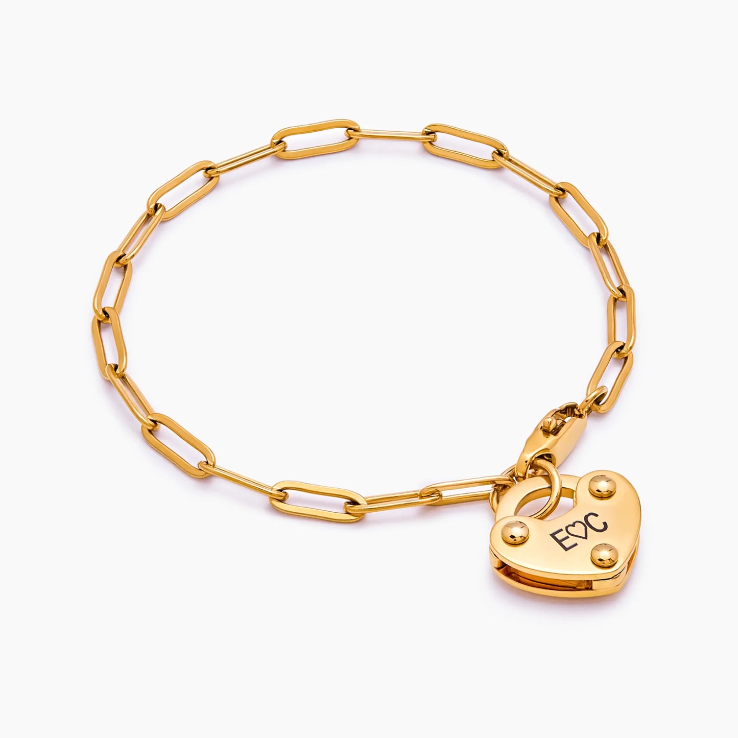 Heart Lock Initial Bracelet | Gold-Plated | Up to 3 Initials, Heart Lock Charm