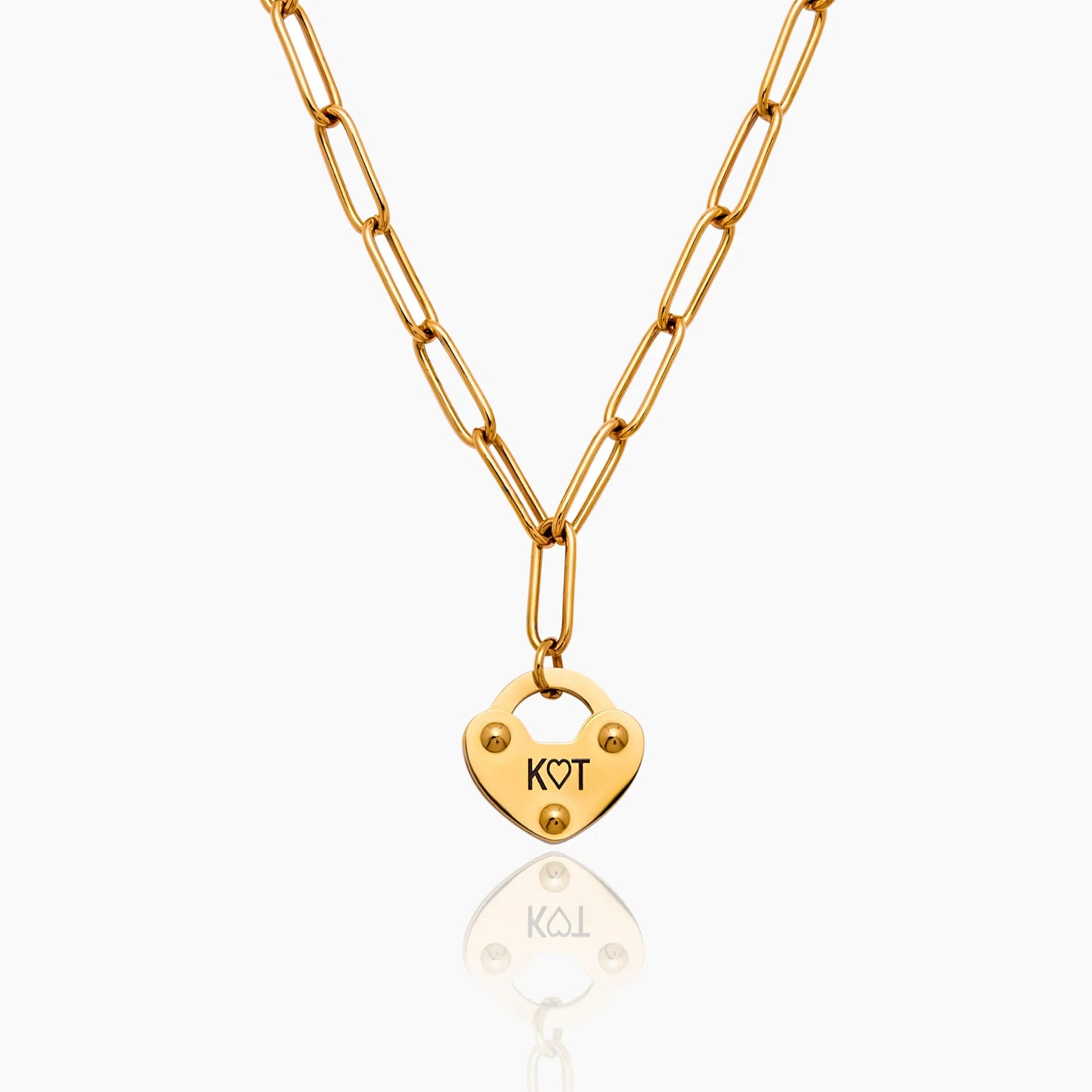 Heart Lock Initial Necklace | Gold-Plated | Personalized Heart Lock Pendant