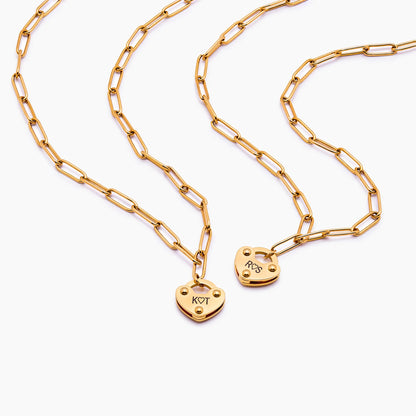 Heart Lock Initial Necklace | Gold-Plated | Personalized Heart Lock Pendant
