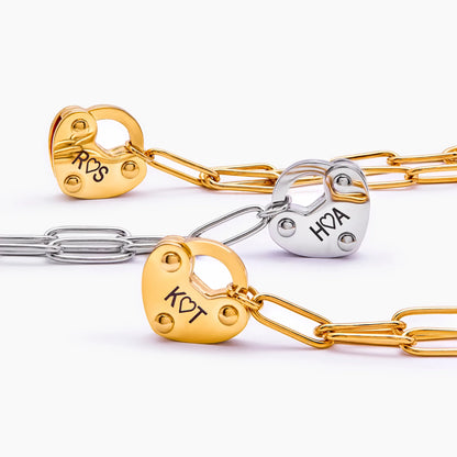 Heart Lock Initial Necklace | Gold-Plated | Personalized Heart Lock Pendant