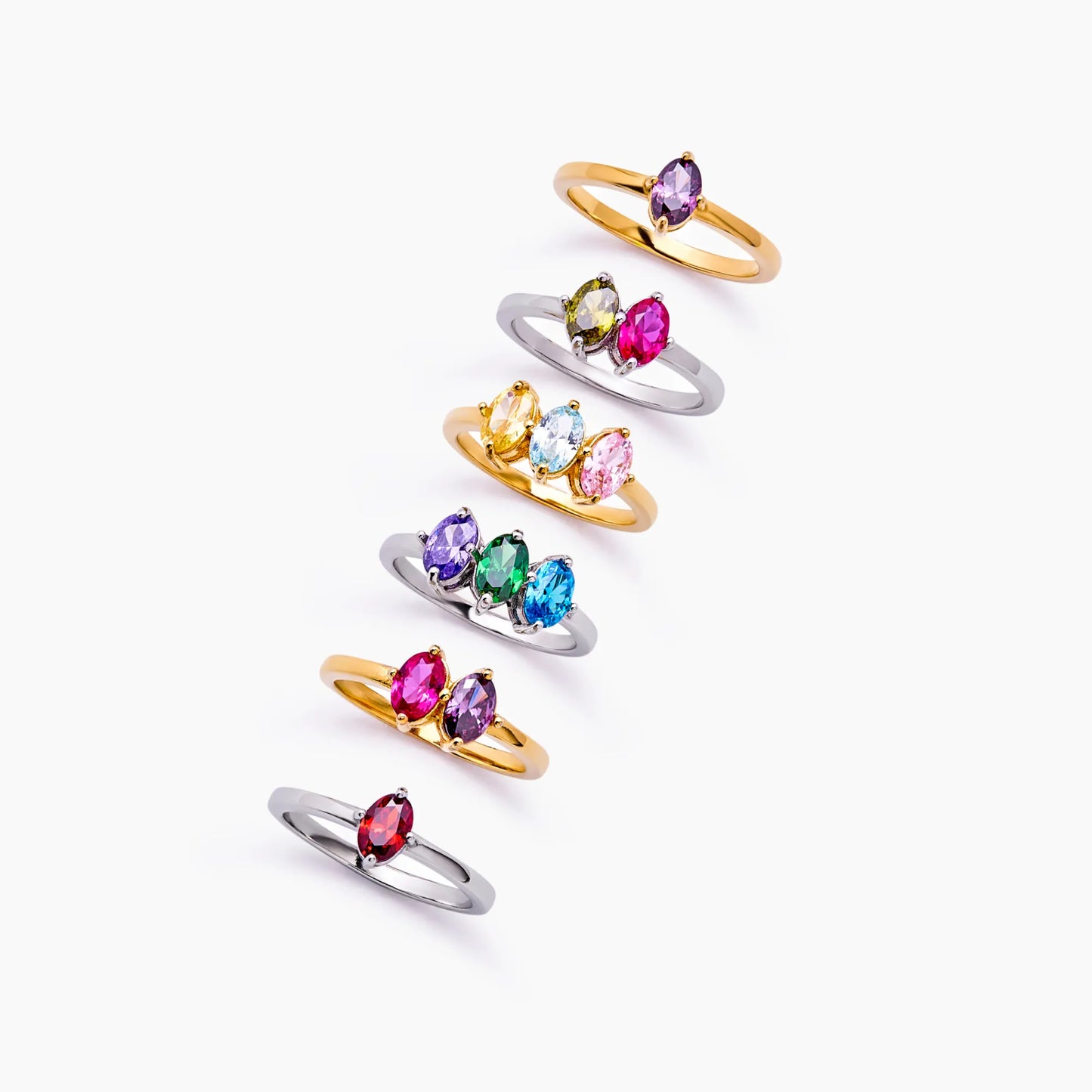 Marquise Family Birthstone Ring | 18K Gold-Plated | 1–3 Marquise Stones