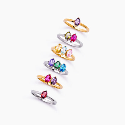 Marquise Family Birthstone Ring | 18K Gold-Plated | 1–3 Marquise Stones