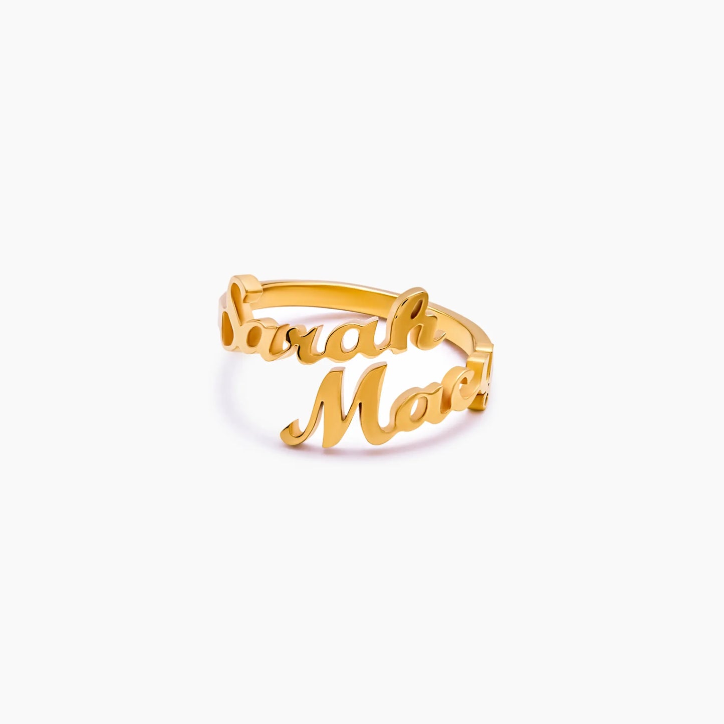 Duo Custom Name Ring | 18K Gold-Plated | Two Names, Open Band