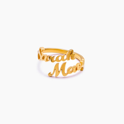 Duo Custom Name Ring | 18K Gold-Plated | Two Names, Open Band