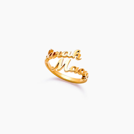Duo Custom Name Ring | 18K Gold-Plated | Two Names, Open Band