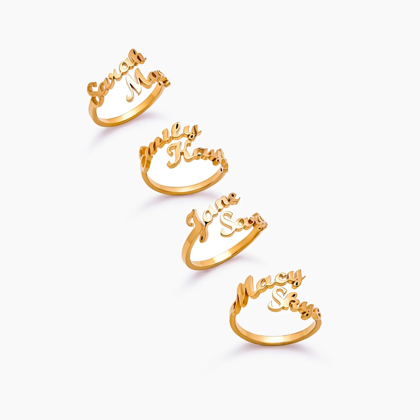 Duo Custom Name Ring | 18K Gold-Plated | Two Names, Open Band