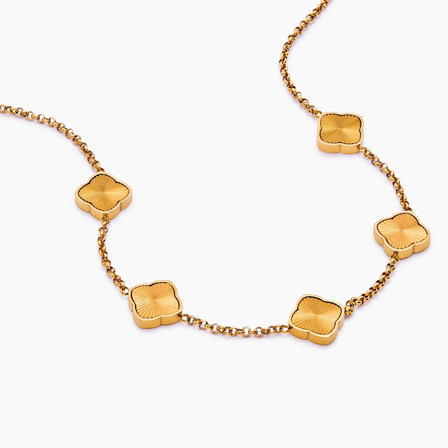 Sunburst Clover Necklace | Gold-Plated | Floral Clover Charms