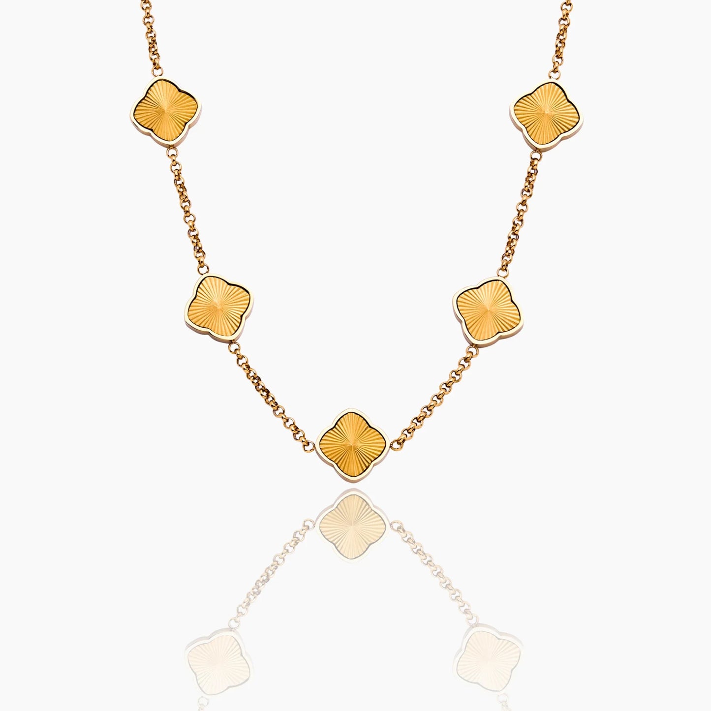 Sunburst Clover Necklace | Gold-Plated | Floral Clover Charms