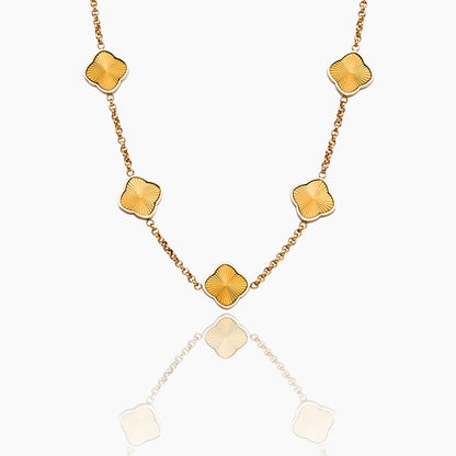Sunburst Clover Necklace | Gold-Plated | Floral Clover Charms