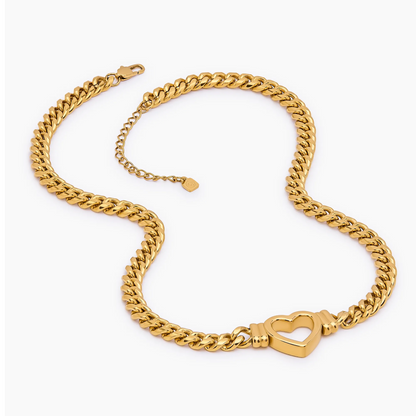 Olivia Heart Chain | Gold-Plated | Open Heart Pendant, 16" Chain