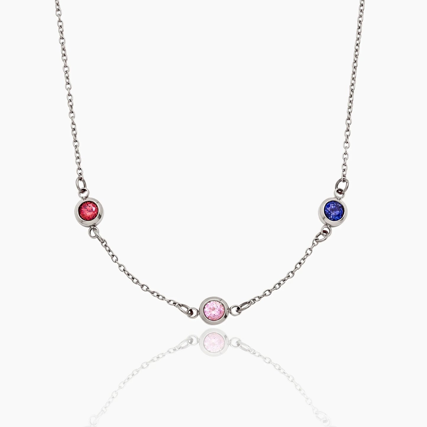 Personalized Multi-Birthstone Necklace | Gold-Plated | 2+ Birthstone Bezel Row