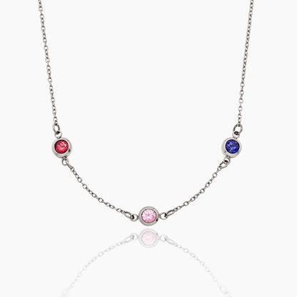 Personalized Multi-Birthstone Necklace | Gold-Plated | 2+ Birthstone Bezel Row
