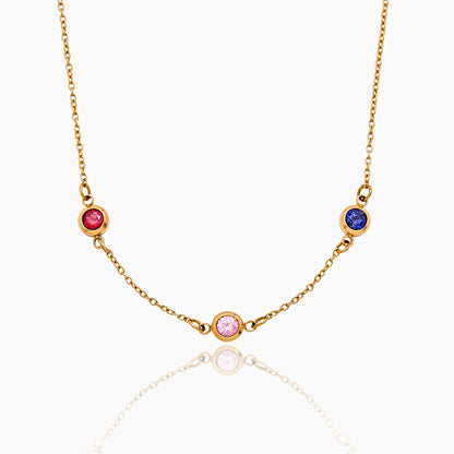 Personalized Multi-Birthstone Necklace | Gold-Plated | 2+ Birthstone Bezel Row