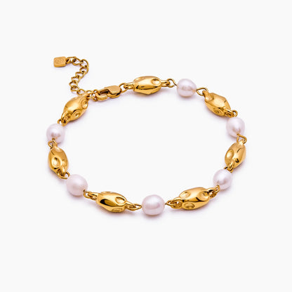 Molten Freshwater Pearl Bracelet | Gold-Plated | Pearls & Gold Nuggets
