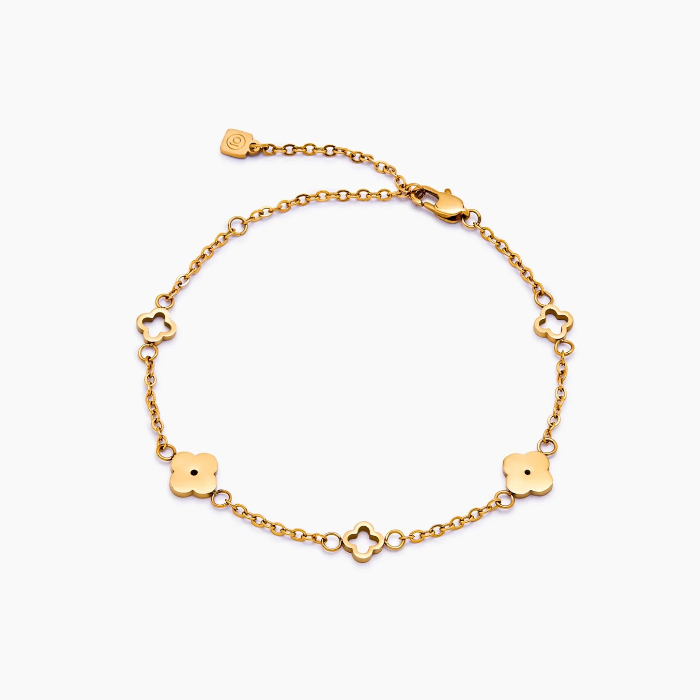 Dainty Clover Bracelet | Gold-Plated | Clover Charm Chain, 6"+2"
