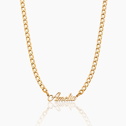 Bold Curb Name Necklace | Gold-Plated | Custom Name on Curb Chain