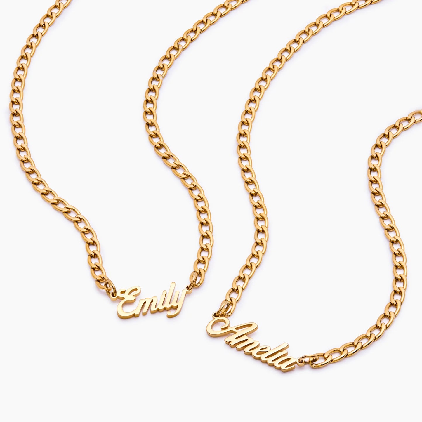 Bold Curb Name Necklace | Gold-Plated | Custom Name on Curb Chain