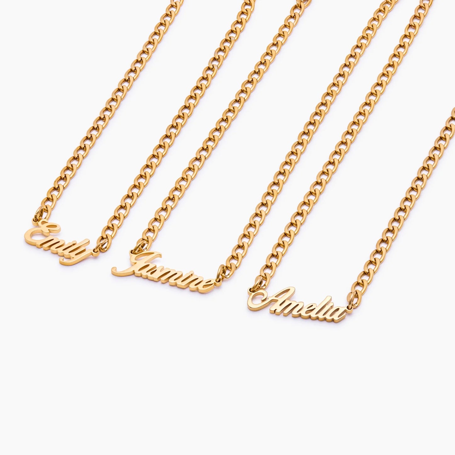 Bold Curb Name Necklace | Gold-Plated | Custom Name on Curb Chain