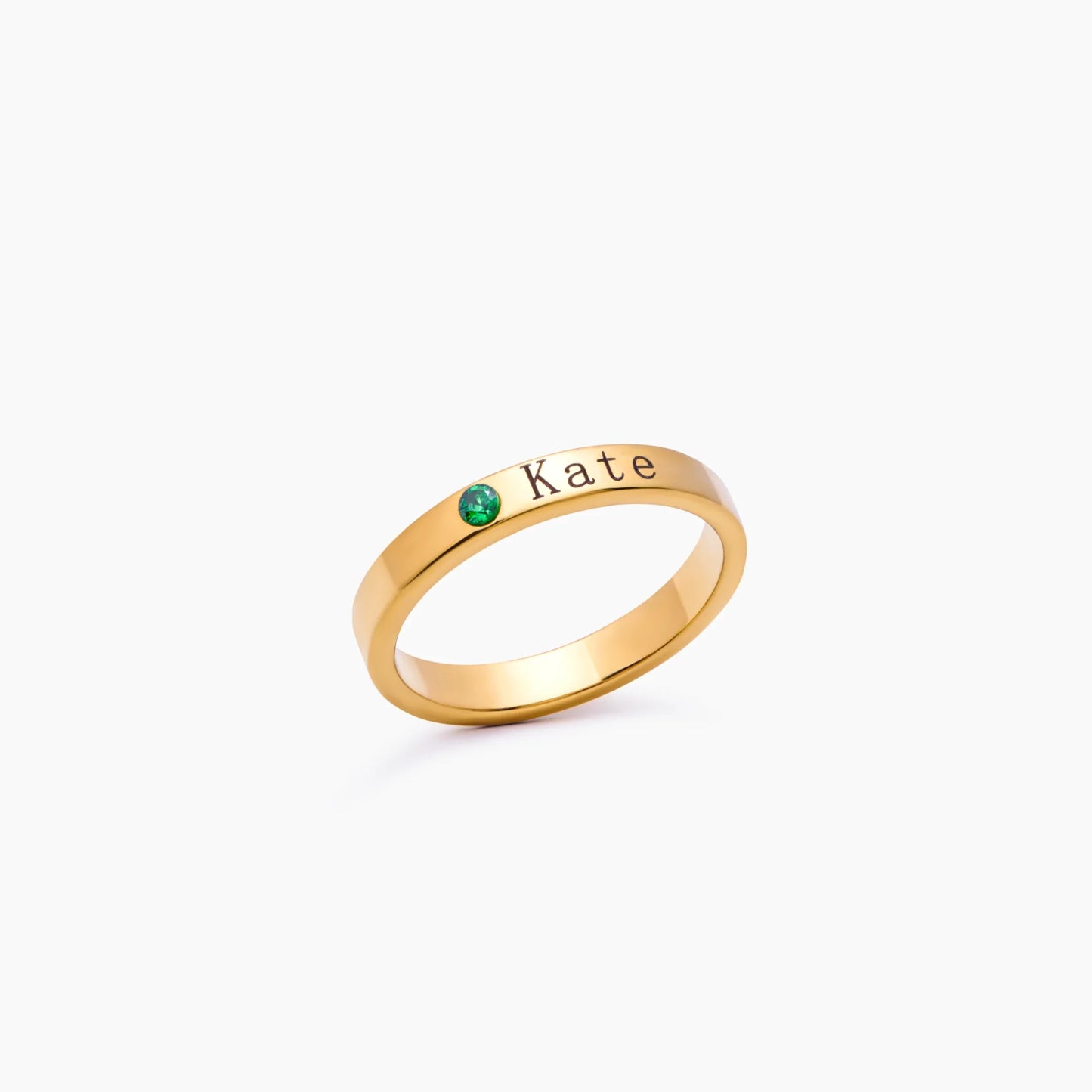 Stackable Birthstone Name Ring | Gold-Plated | Name + Birthstone Band