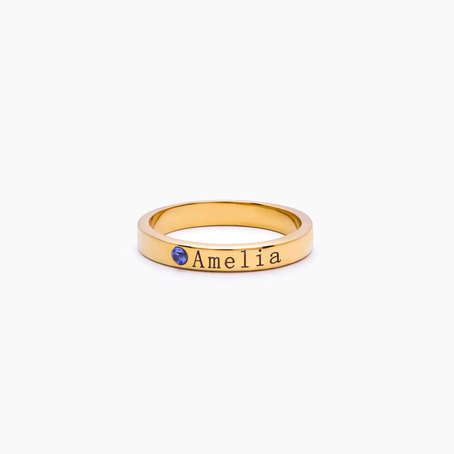 Stackable Birthstone Name Ring | Gold-Plated | Name + Birthstone Band