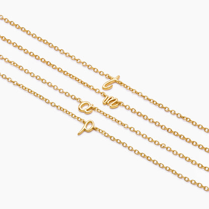 Dainty Cursive Initial Bracelet | 18K Gold-Plated | Script Initial Charm
