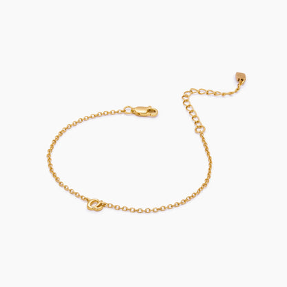Dainty Cursive Initial Bracelet | 18K Gold-Plated | Script Initial Charm