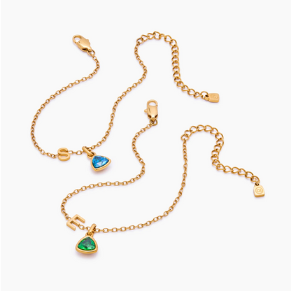 Birthstone Initial Charm Bracelet | 18K Gold-Plated | Initial & Birth Month