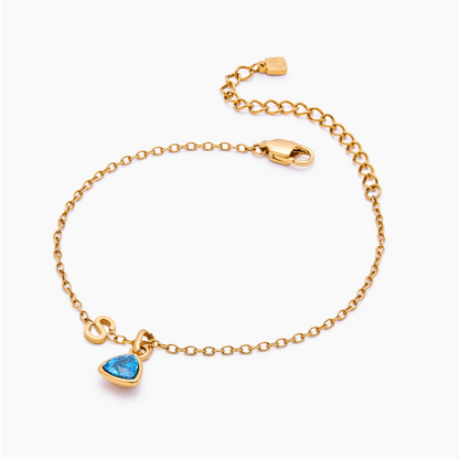 Birthstone Initial Charm Bracelet | 18K Gold-Plated | Initial & Birth Month