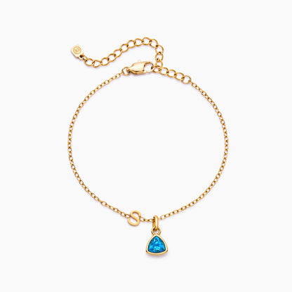 Birthstone Initial Charm Bracelet | 18K Gold-Plated | Initial & Birth Month