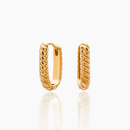 Roma Twist Huggies | 18K Gold-Plated Stainless Steel | Rope-Texture Rectangle Huggie