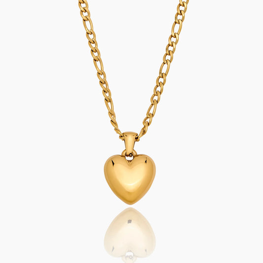 Puffy Heart Pendant Necklace | Gold-Plated | 3D Puffy Heart Charm