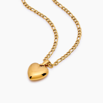 Puffy Heart Pendant Necklace | Gold-Plated | 3D Puffy Heart Charm