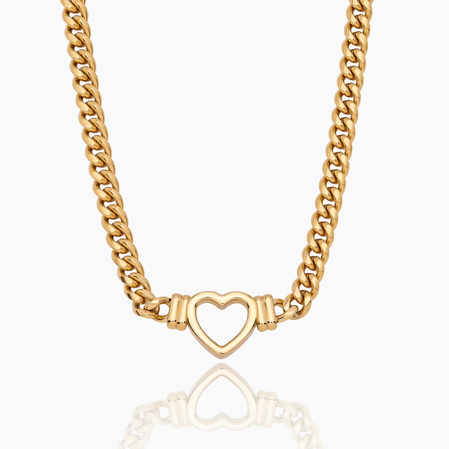 Olivia Heart Chain | Gold-Plated | Open Heart Pendant, 16" Chain