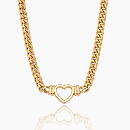 Olivia Heart Chain | Gold-Plated | Open Heart Pendant, 16" Chain