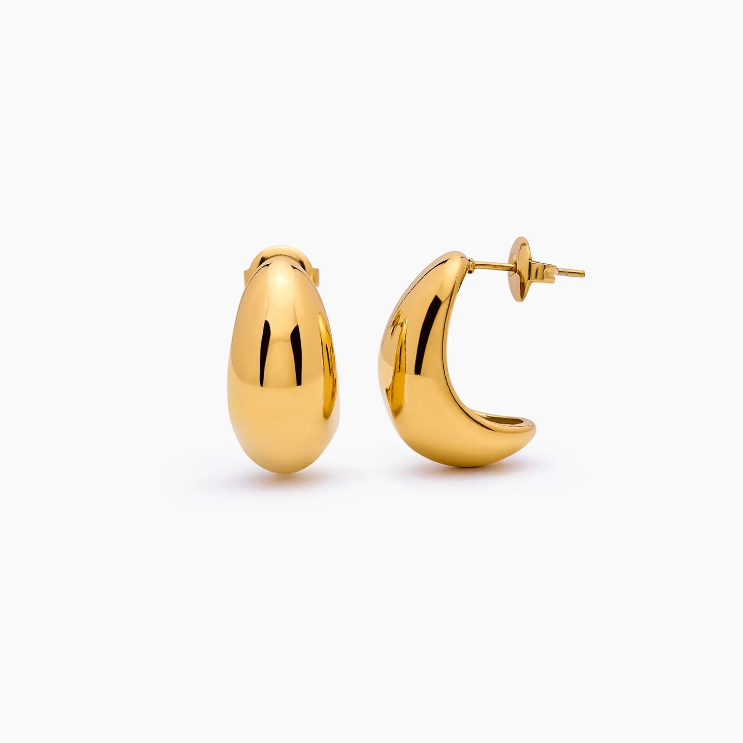 Gisele Dome Hoops | 18K Gold-Plated Stainless Steel | 8.5mm x 17.5mm Teardrop