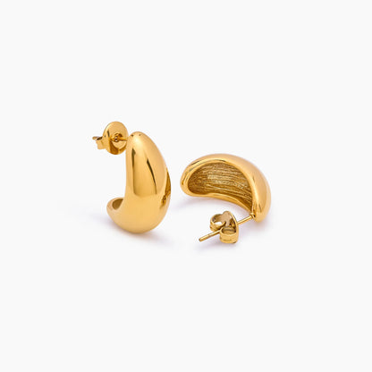 Gisele Dome Hoops | 18K Gold-Plated Stainless Steel | 8.5mm x 17.5mm Teardrop