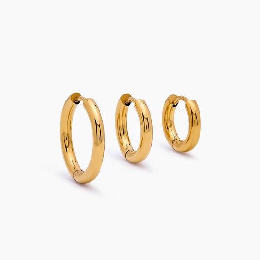 Essential Gold Hoop Set | 18K Gold-Plated | 3-Pair Hoop Stack