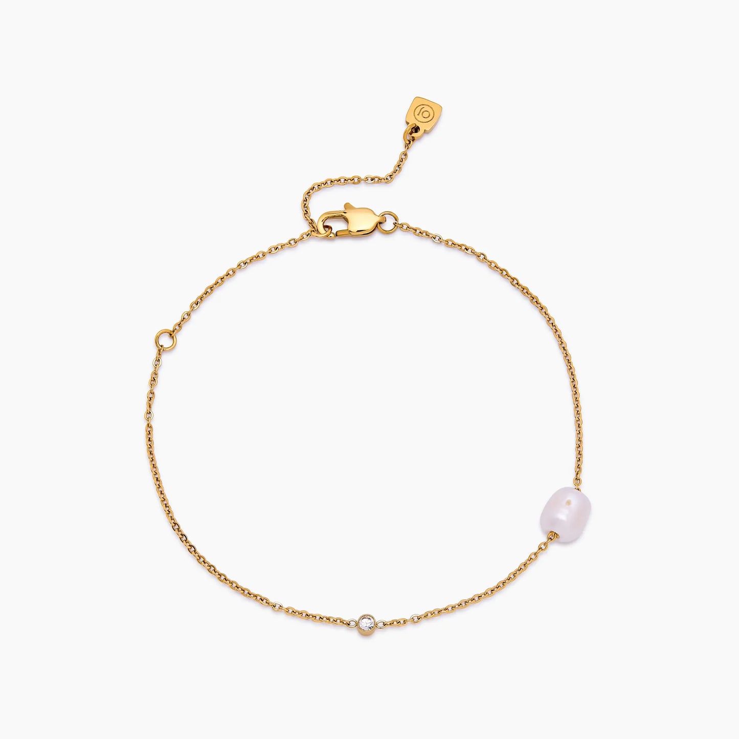 Dainty Freshwater Pearl Bracelet | Gold-Plated | Single Pearl on Chain